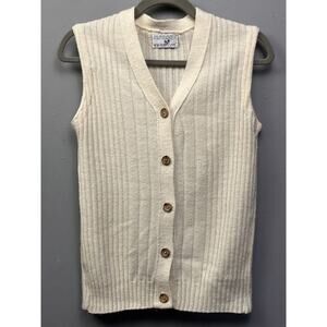 Vintage Sweetree‎ Ivory button front cardigan sweater vest Womens small Flaw